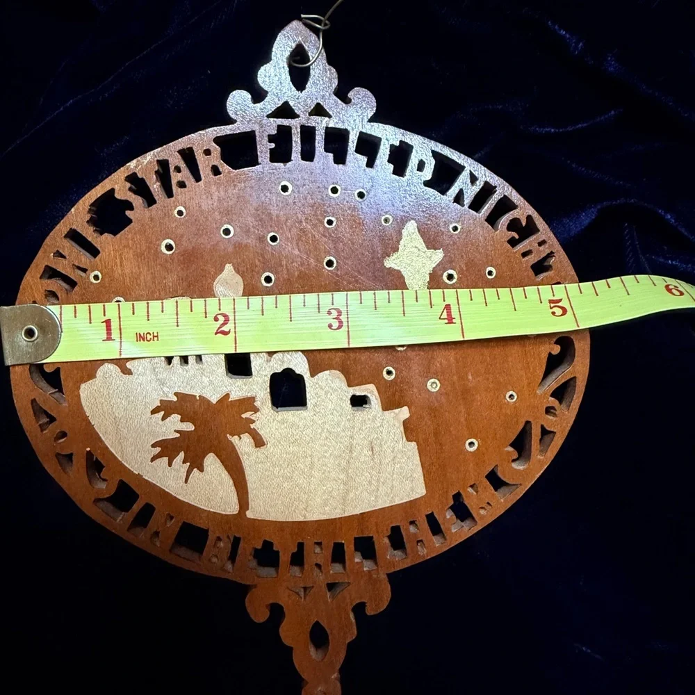 Vintage Wooden Holiday Ornament with Star Design‎